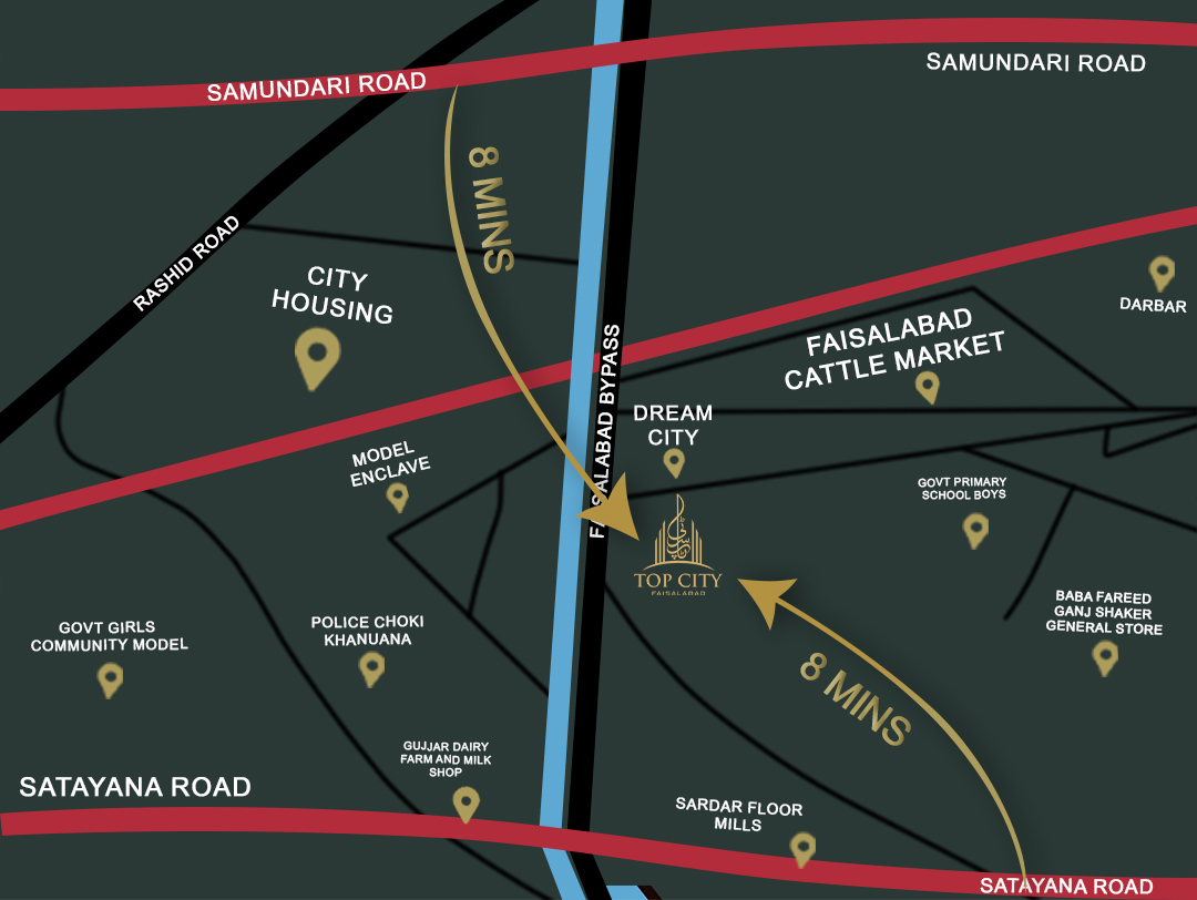 Top City Faisalabad Location Map